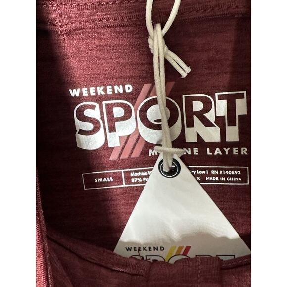 NWT Marine Layer Womens Sport Quarter Zip Solid Pullover Small Tawny Port Maroon - Picture 8 of 10